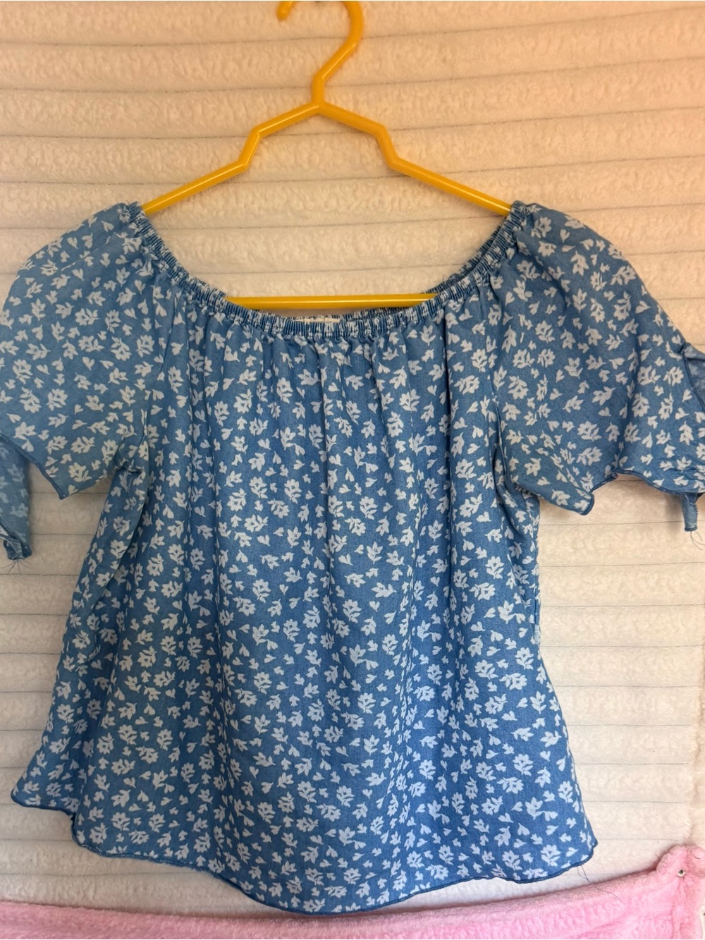 Blue Floral Off-Shoulder Women's Blouse
